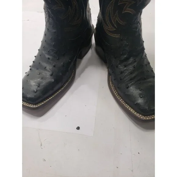 Ariat Black Full Quill Ostrich Leather Cowboy Boots Size 9.5D Style 10029612